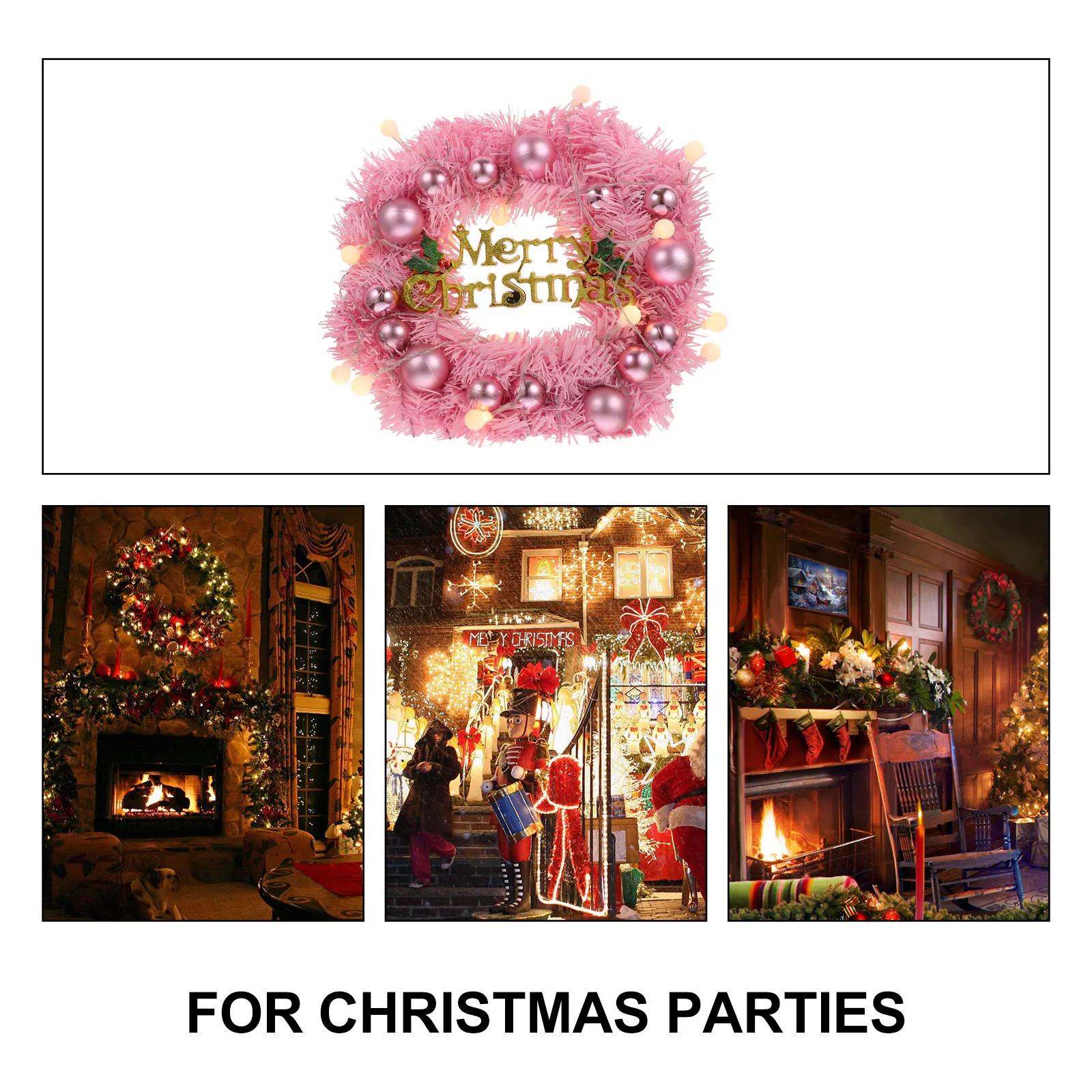 

1Set Christmas With String Lights Pre-Lighted Glowing Wreath For Holiday Party Home Decoration Wall Hanging Xmas Garland Door