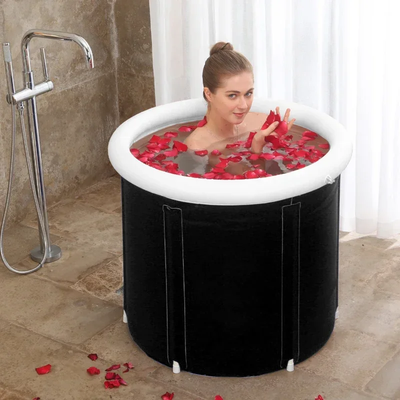 Portable Bathtub, Foldable Soaking Bath Tub, Eco-friendly Adult Bathroom Foldable Tub for Small Space Hot Ice Bath Spa Tub