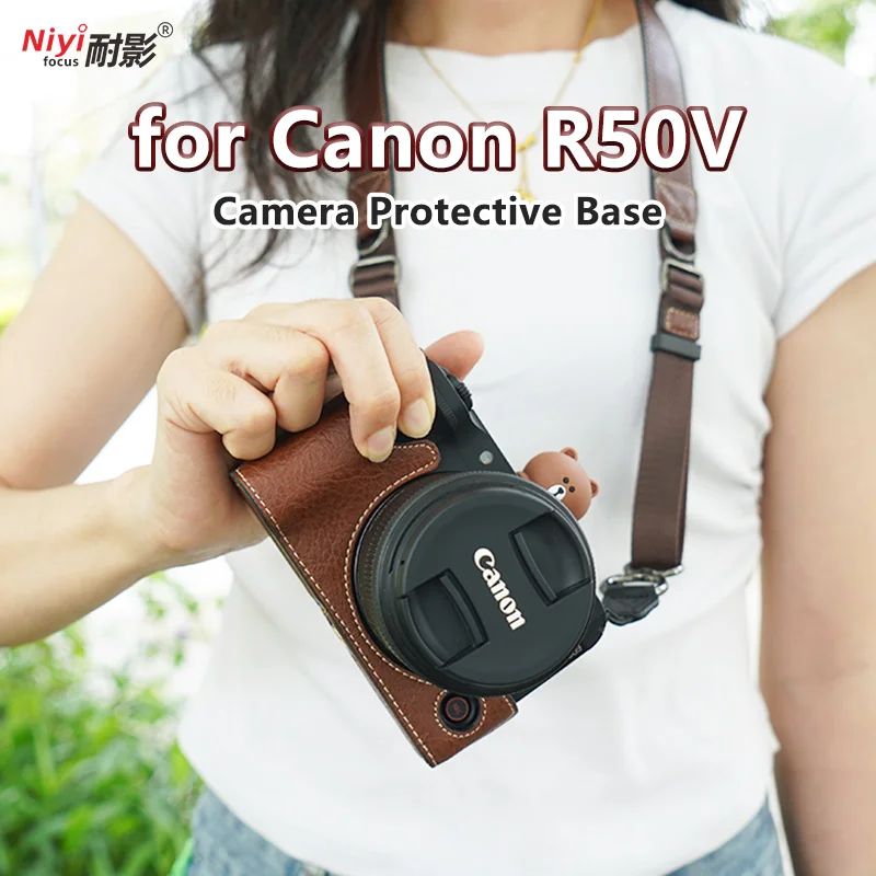 Kamera-Schutzhülle für Canon R50V, Kamera-Basisabdeckung, halbe Hülle für Canon EOS R50V, kratzfest, wasserdicht, unten offenes Riemen
