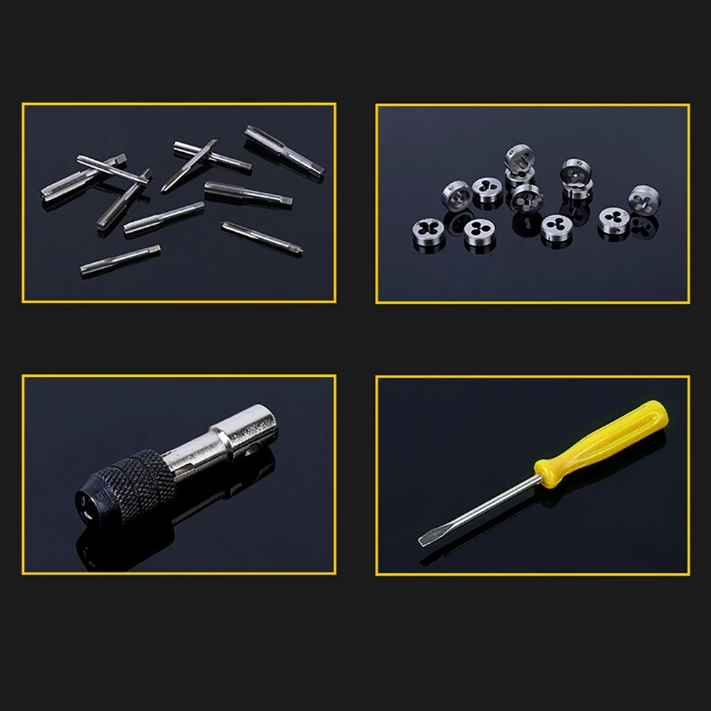 Metric Tap And Die Set M3-M12 Male Thread Screw Threading Tool Kit Alloy Steel Female Mechanical Professional Tools Machine