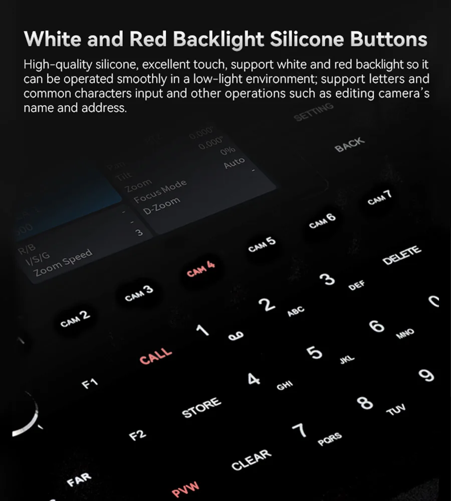 Pré-visualização em tempo real PTZ Camera Joystick, teclado 4D, controlador NDI POE PTZ, 255 Presets, tela LCD de 3