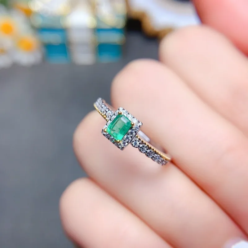 Natural Emerald ring Women's Vintage 925 Sterling Silver Jewelry Brand Anniversary Party Gift Boutique Jewelry