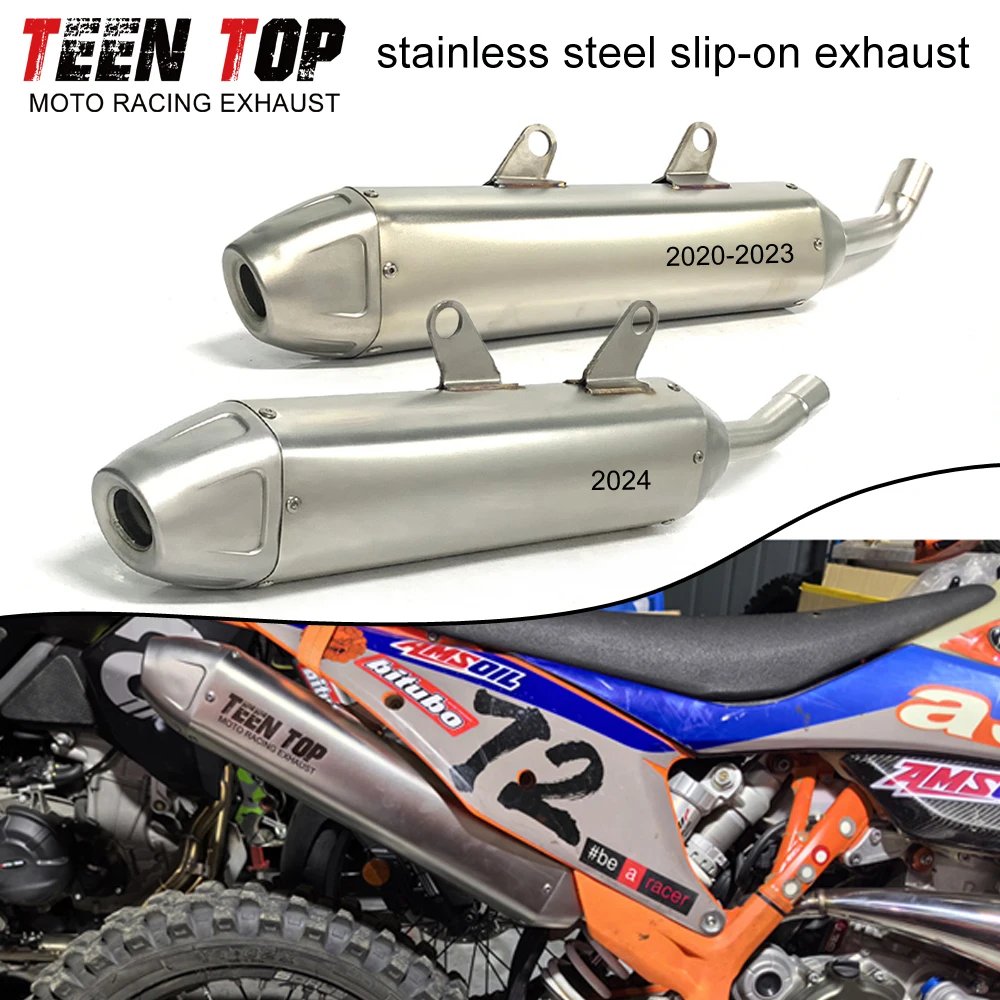470mm Slip-on Exhaust For KTM 250/300 XC-W 250 EXC Exhaust Muffler Dirt Bike Stainless Steel Connect Tube 300 EXC 2020-2023/2024