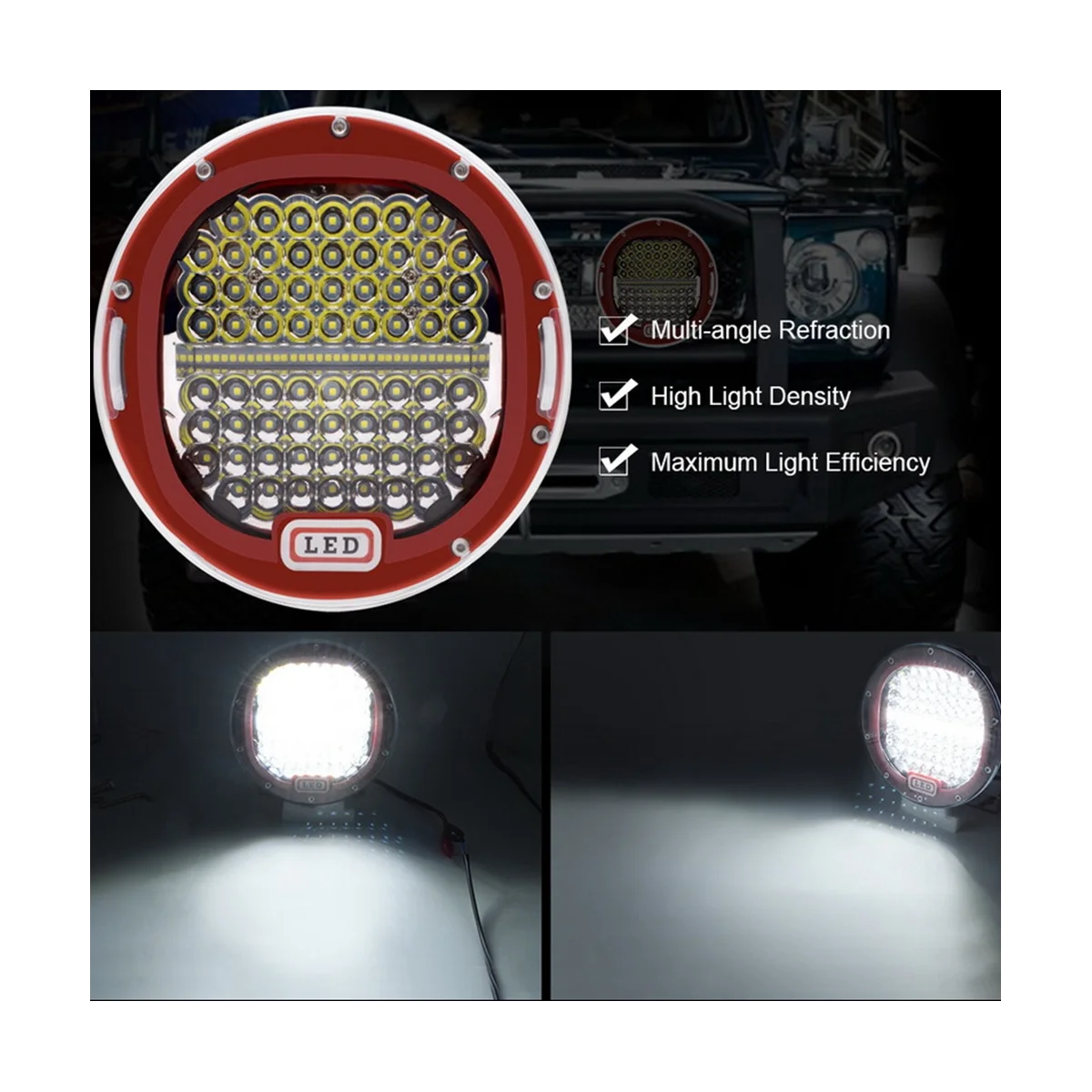 4X4 4wd Spot Led Dak Werklamp Voor Ford Jeep Hummer Verdediger Volvo Vrachtwagen 7Inch Ip68 Offroad Suv Pick-Up Truck Rood