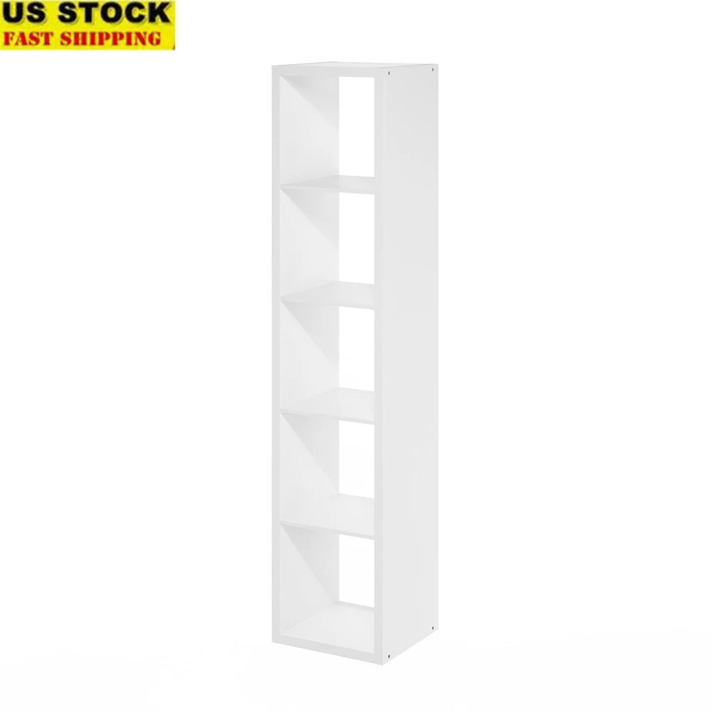 

5-Cube Vertical Storage Organizer Open Back Shelf Durable Wood Composite Home Organization Unit