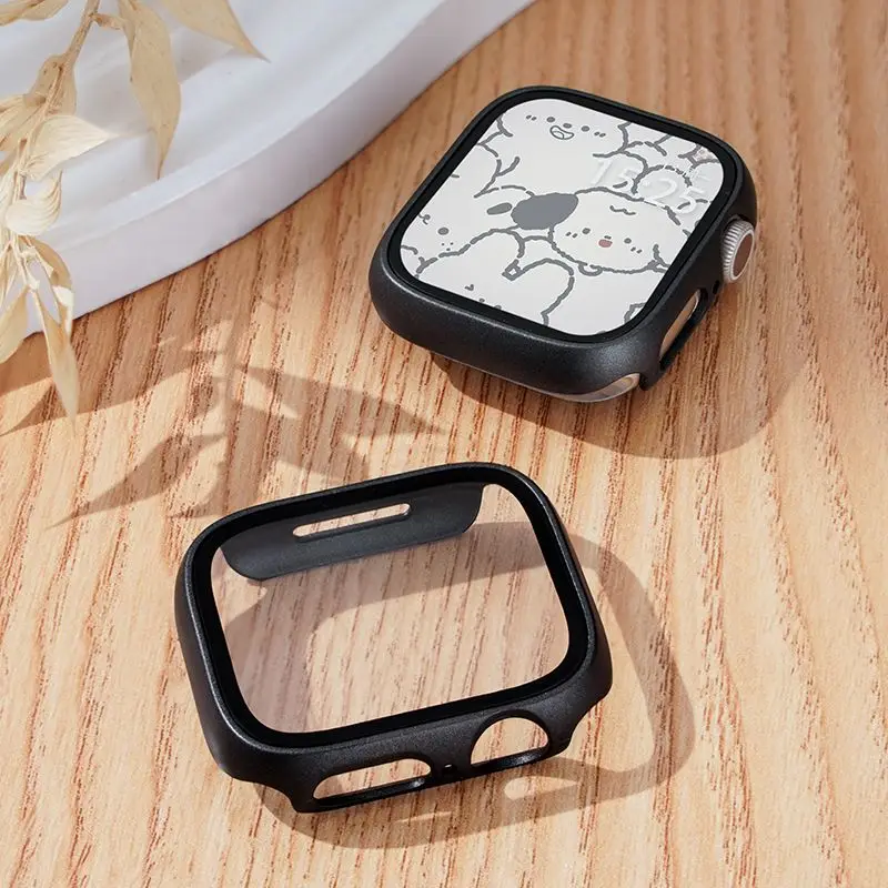 Glass+Matte Watch Cover for Apple Watch Case 45mm 41mm 44mm 40mm 42mm 38mm Bumper+Screen Protector for Iwatch SE 10 9 8 7 6 5 43