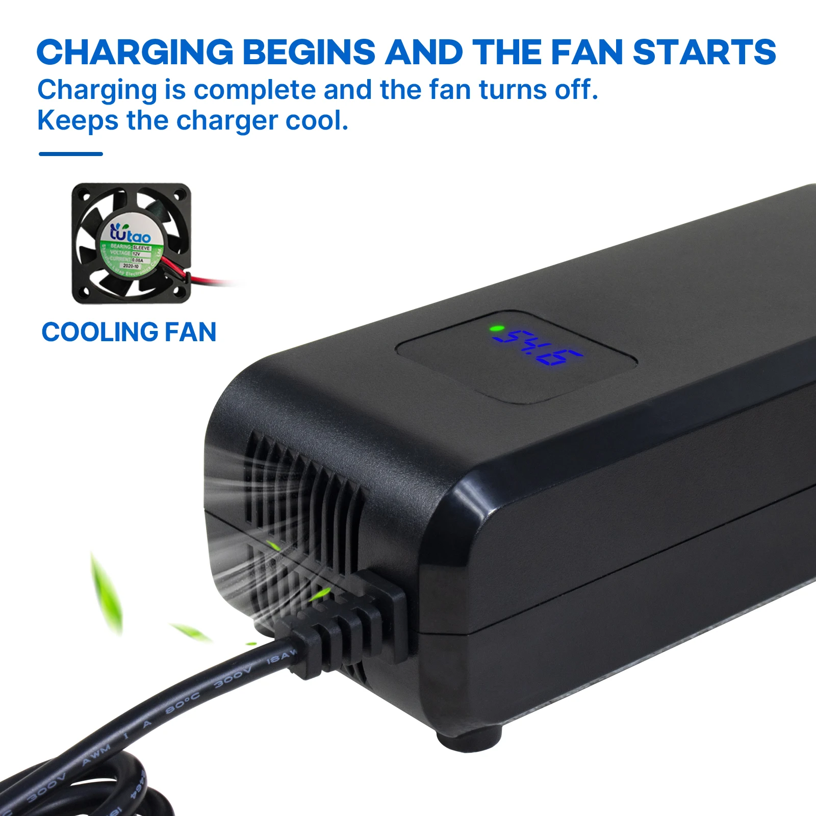 67.2V 3A ładowarka akumulatorów litowych wejście ładowarki 16S 60V 110-240Vac wysokowydajny zasilacz do ładowania wentylatora chłodzącego