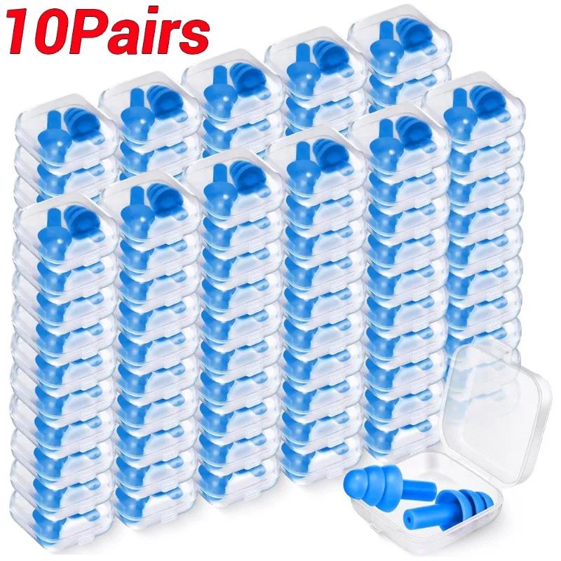 Waterproof Swimming Ear Plugs Soft Silicone Earplugs Reusable Noise Reduction Sleeping Ear Plugs Ear Hearing Protector with Box