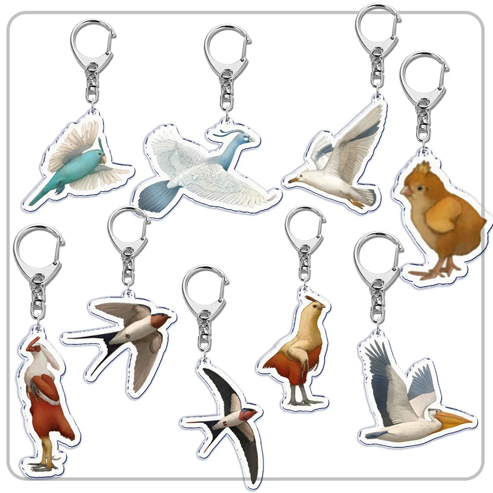 Bird Parrot Peacock Seagull Key Chain Keychains Ring for Accessories Bag Graffiti Pendant Keyring Jewelry Creative Gifts