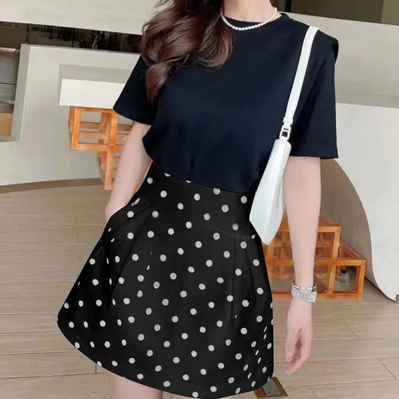 Lucyever Korean Style Puffy Mini Skirt Women Fashion High Waist Dot Printing A-Line Skirts Elegant Wild Office Lady Short Skirt