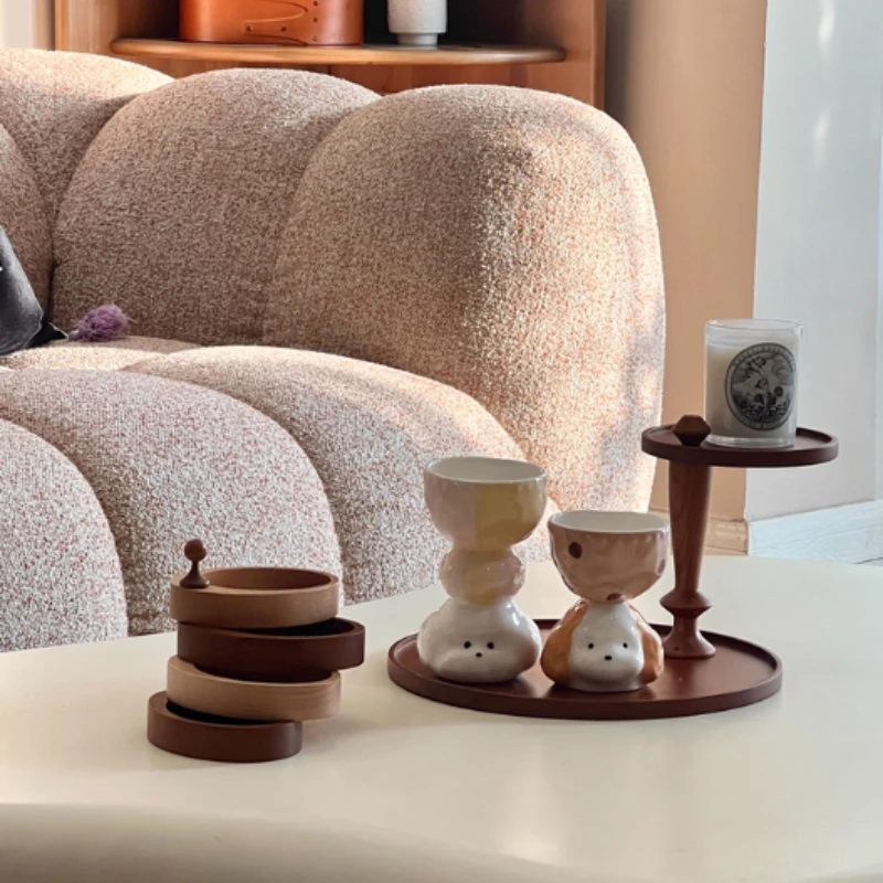 

Solid Wood Double-Layer Tray, Mid-Century Mug Display Rack, Perfume Organizer Stand, Home Cup & Beverage Storage Shelf