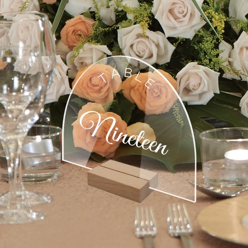Suporte sinal acrílico com base 10 peças branco claro sinal casamento número suporte cartão