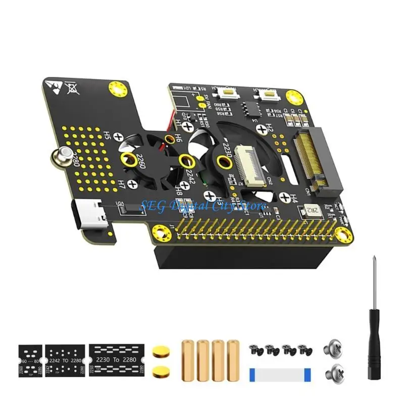 

U75B 3 in 1 Combo M.2 NVMe SSDs to PCIe Adapters Support 2230 2242 2260 2280 M.2 NVMe SSDs Coolers