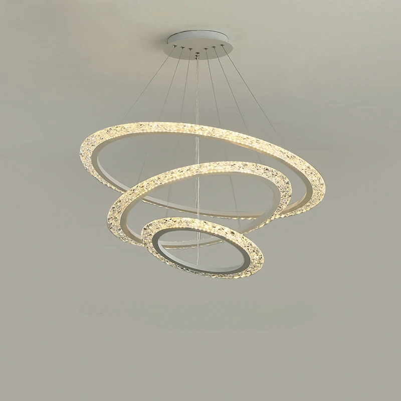 Lámpara colgante LED blanca para sala de estar, comedor, dormitorio, Cocina, Diseño de estilo moderno de lujo, luz de araña de techo de anillo dorado