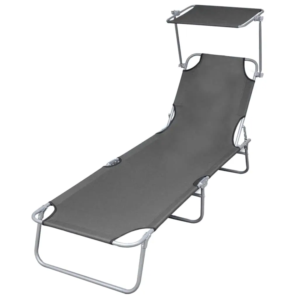 

Folding Adjustable Steel Frame Sun Lounger with Canopy for Poolside Beach Lawn Terrace Outdoor, Customized