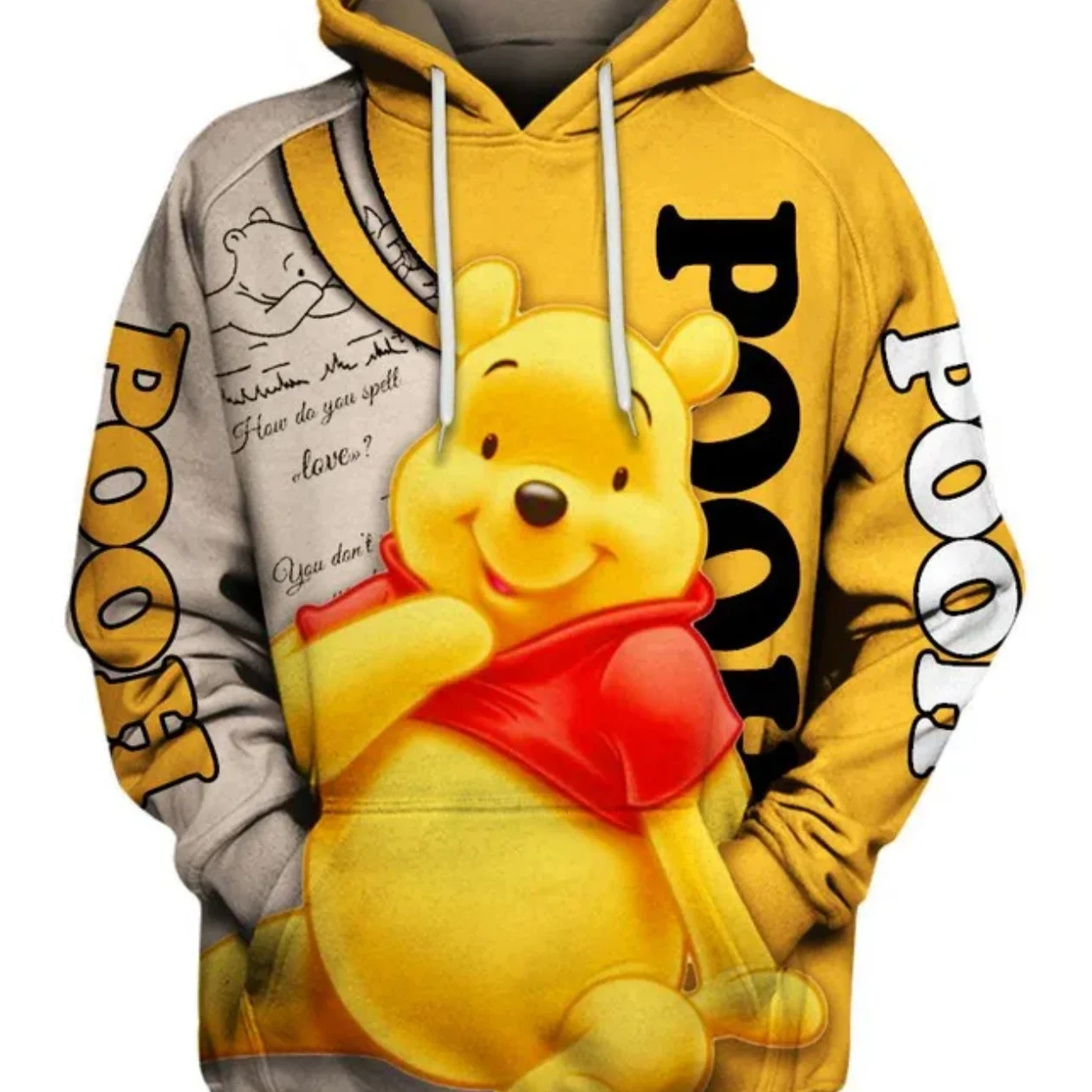 Disney Hoodies Winnie de Poeh Hoodie Winnie de Poeh en Vrienden Geel Wit Hoodie Schattig Prachtig Disney 3D Hoodie Kostuum