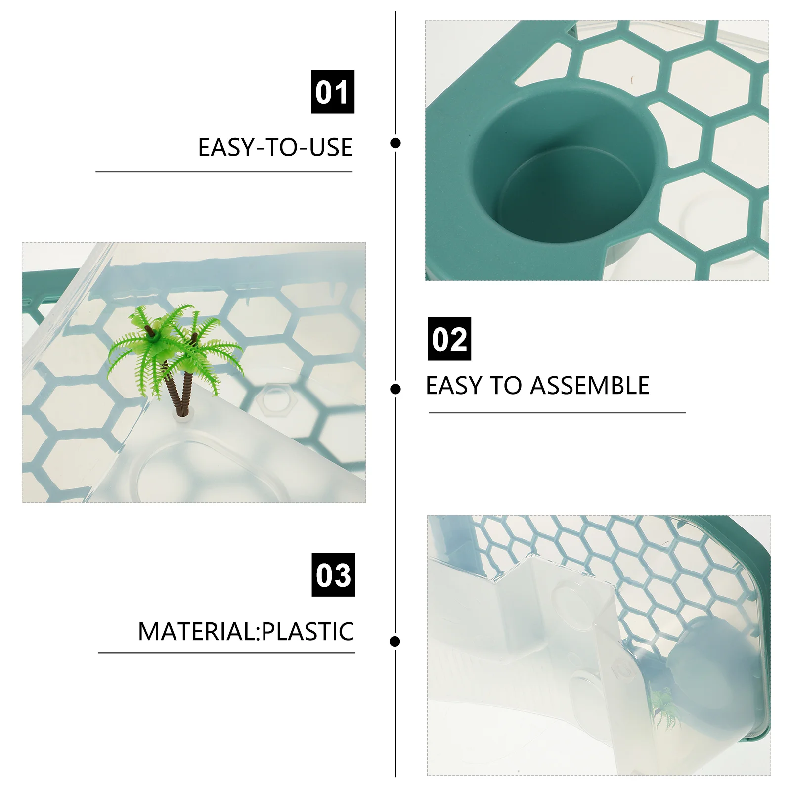 

1Set Turtle Tank Large Deep Design Practical Reptile Habitat Tank Platform Slope Basking Area Home Turtle Living Box Aquarium