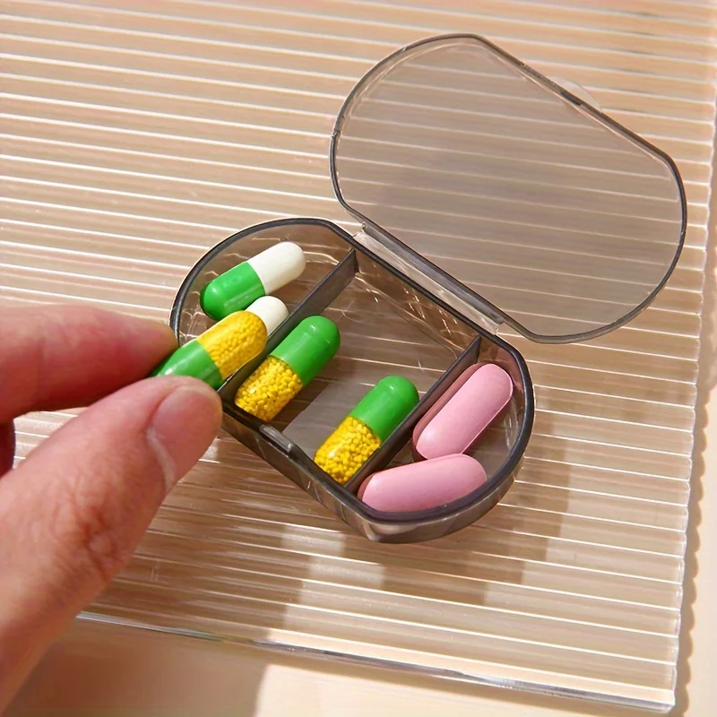 1pc Pill Box 3 Compartments Portable Carry-On Pill Box One Day Three Meals Dispensing Pill Box