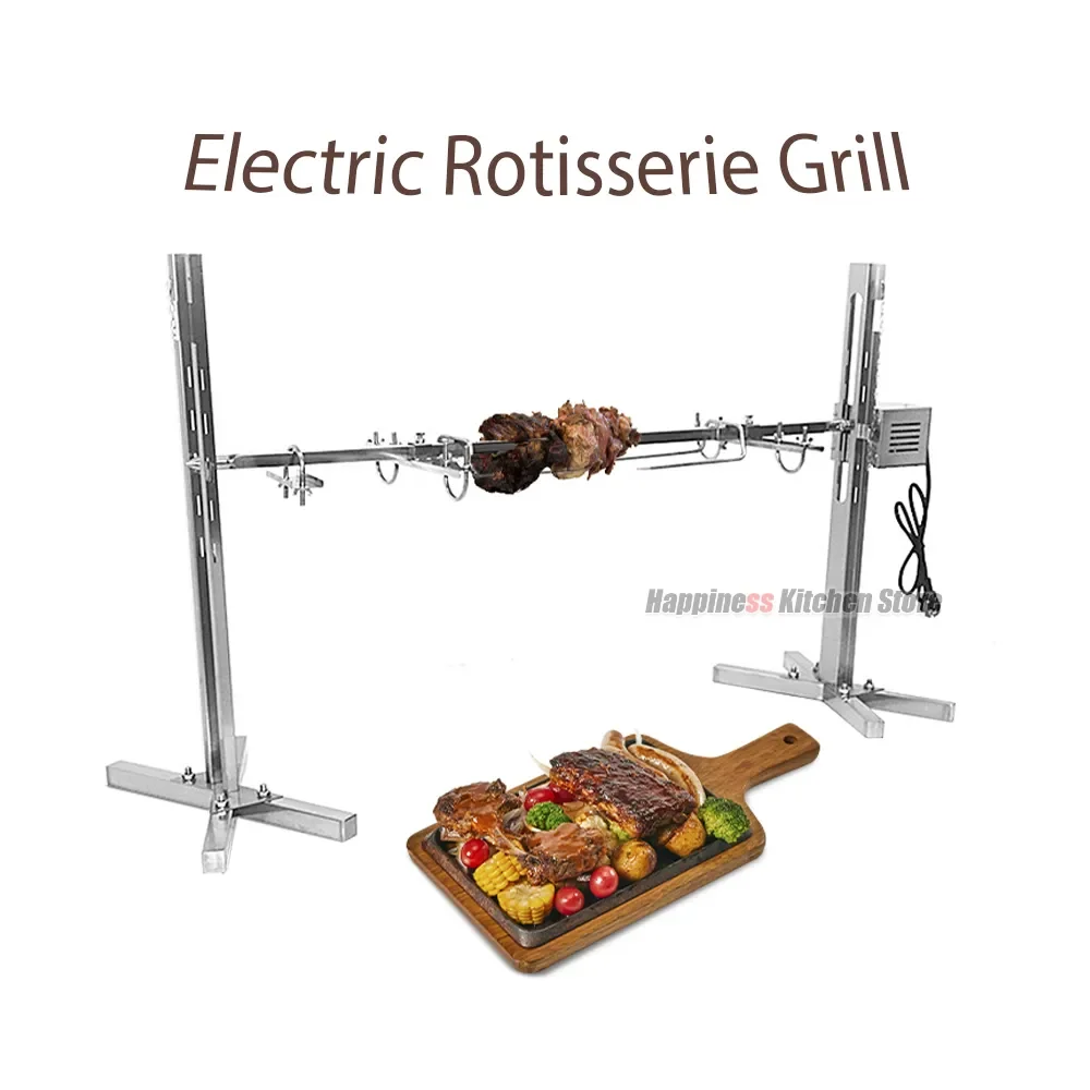 

Camping BBQ Bracket Kit With Motor Electric Barbecue Grill Automatic Rotating Grill Rotisserie Loading 40kgs Stainless Steel