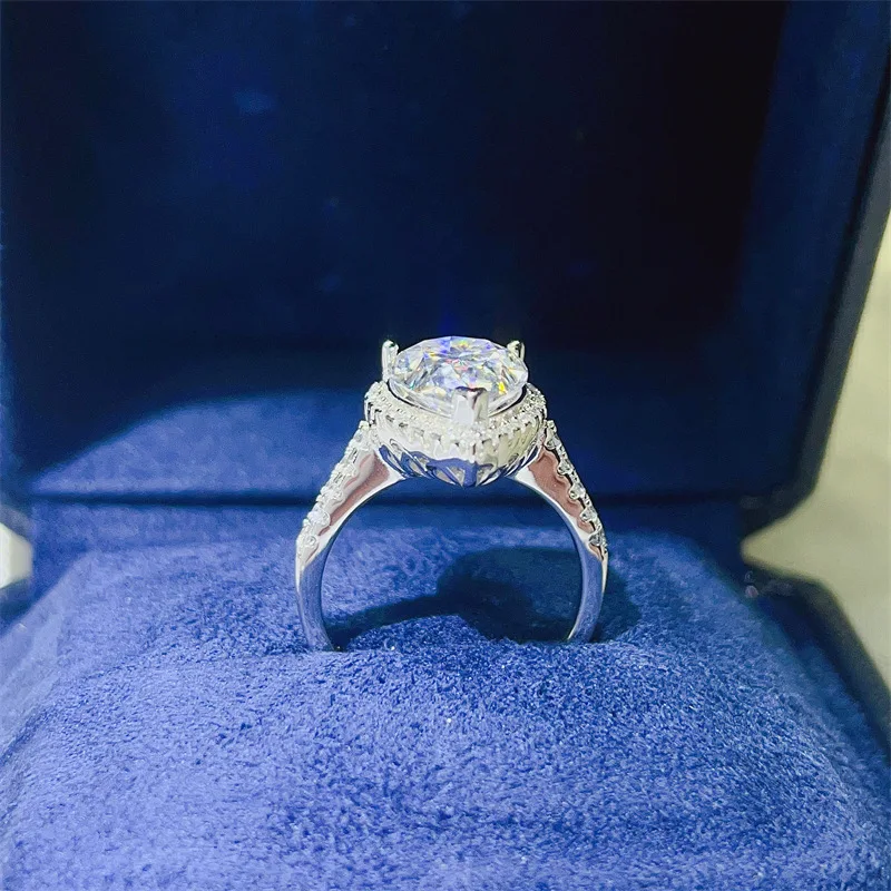 Luxury Platinum Solid Platinum PT950 Women's Ring Diamond D Color 5-Carat 18K Banquet Party Micro Inlaid