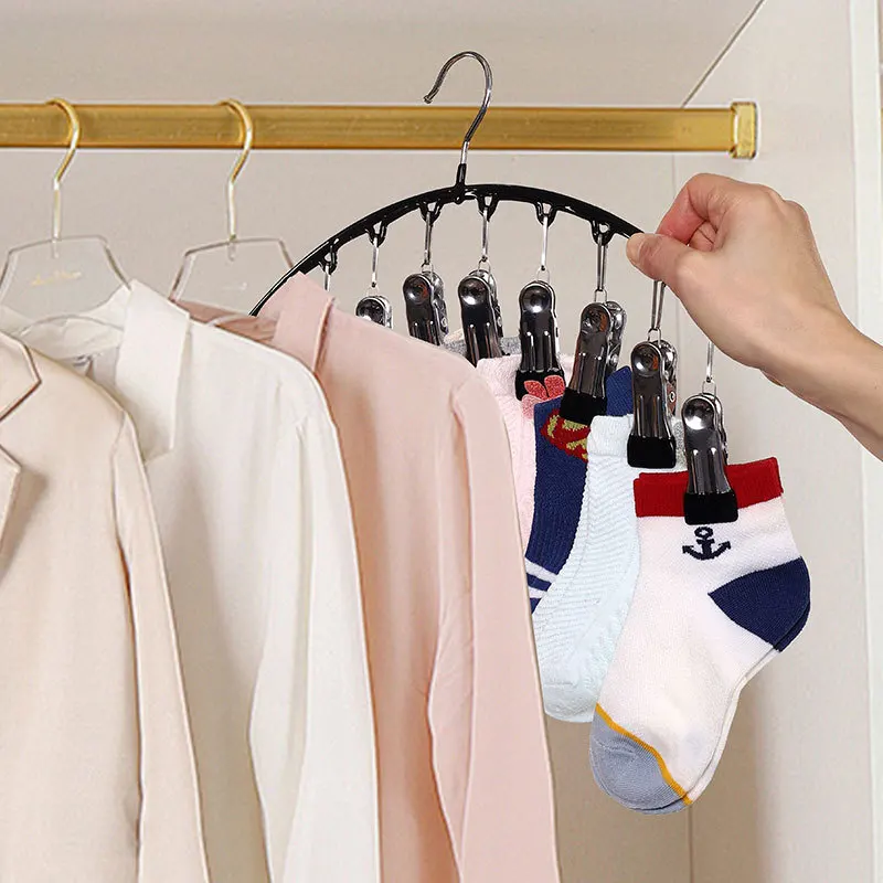 10 Pegs Stainless Steel Clothes Drying Hanger Windproof Clothing Rack Clips Sock Laundry Airer Hanger Underwear Socks Holder