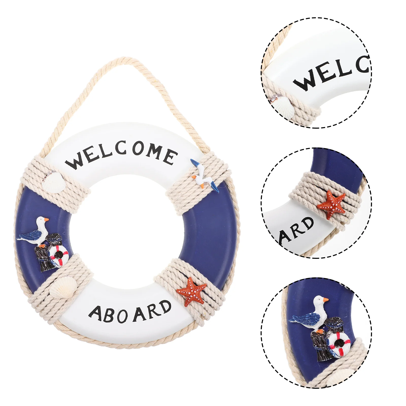 

2 Pcs Wooden Life Buoy Miniature House Decoration Swimming Pool Household Ornaments Pendant Ring Decors Cotton Scene