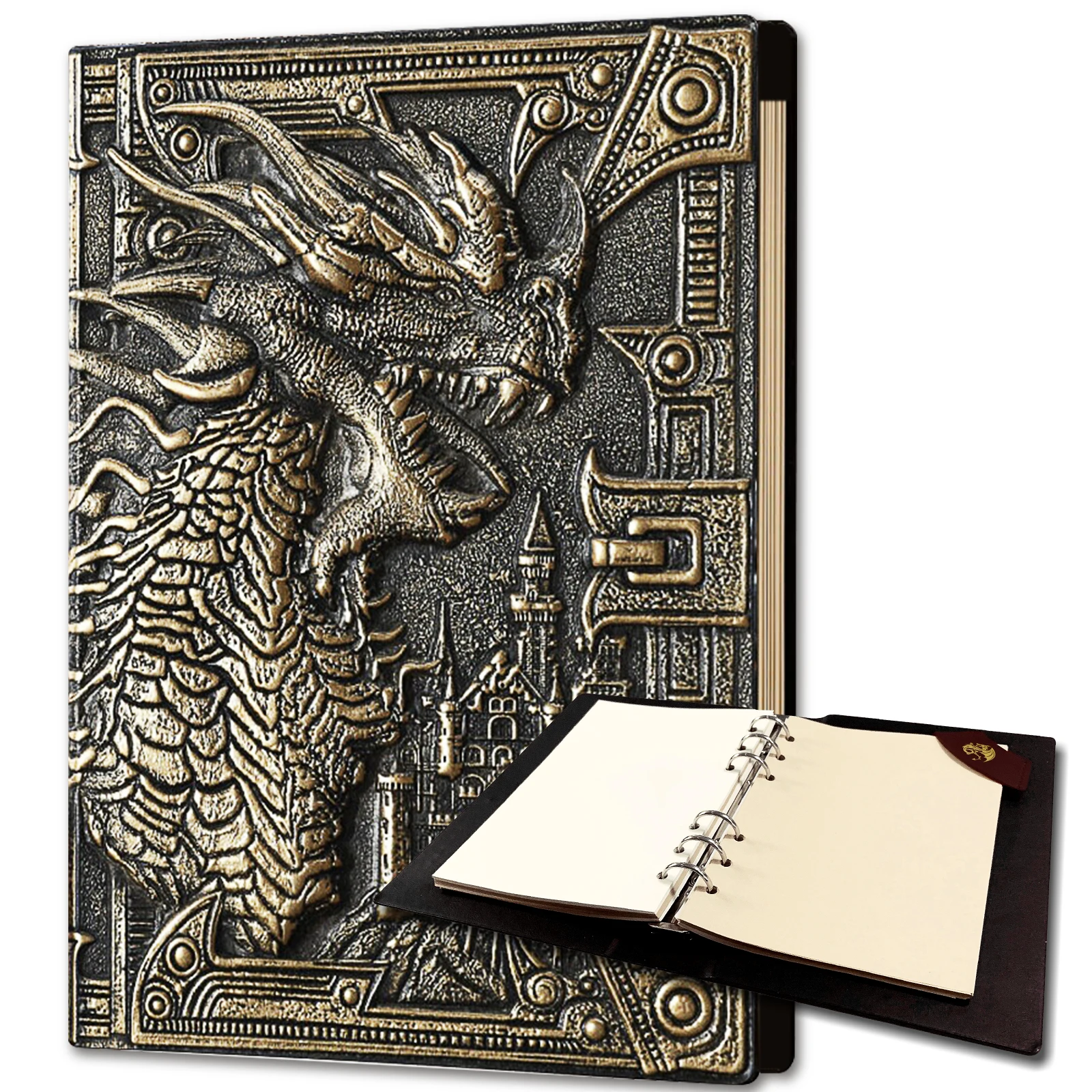 DND Campaign Journal with 3D Cthulhu Embossed Leather Cover - 400 Pages D&D Notebook Great RPG Notepad for GM & Player