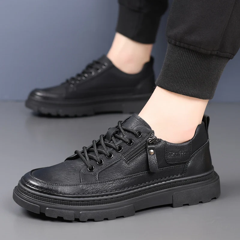 

Italian Brand Men's Genuine Leather Shoes Thick Soled Wear-resistant Hiking Casual Shoes Fashionable Brown Men's Workwear Shoes