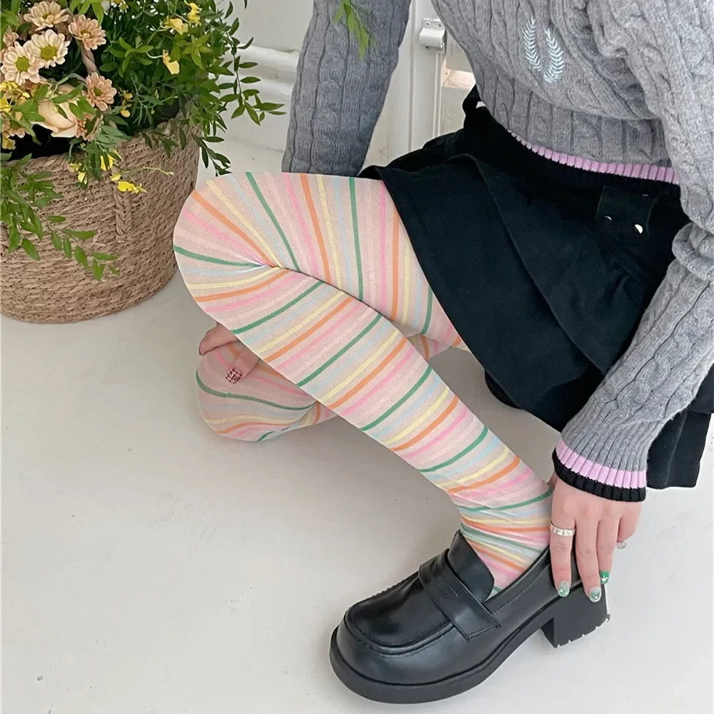 

Striped Tights Y2K Aesthetic Women Fairy Grunge Colorful Elastic Stockings New Design Hot Girl Pantyhose Slim Fit Tights Socks