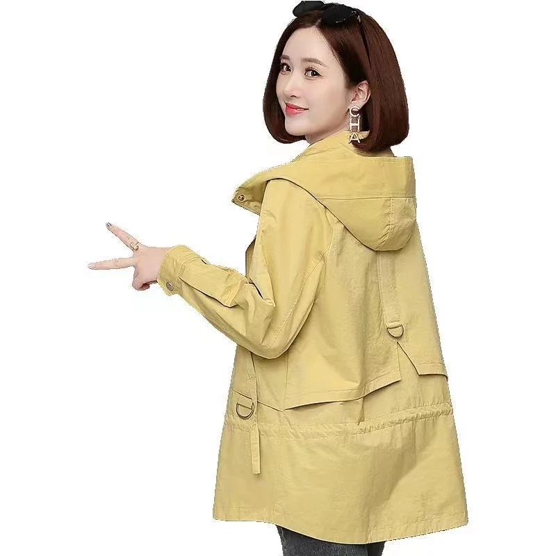 2023 New Spring Autumn Jacket Women\'s Long Sleeve Trench Coat Female Windbreaker Casual Loose Zipper Outerwear Overcoat