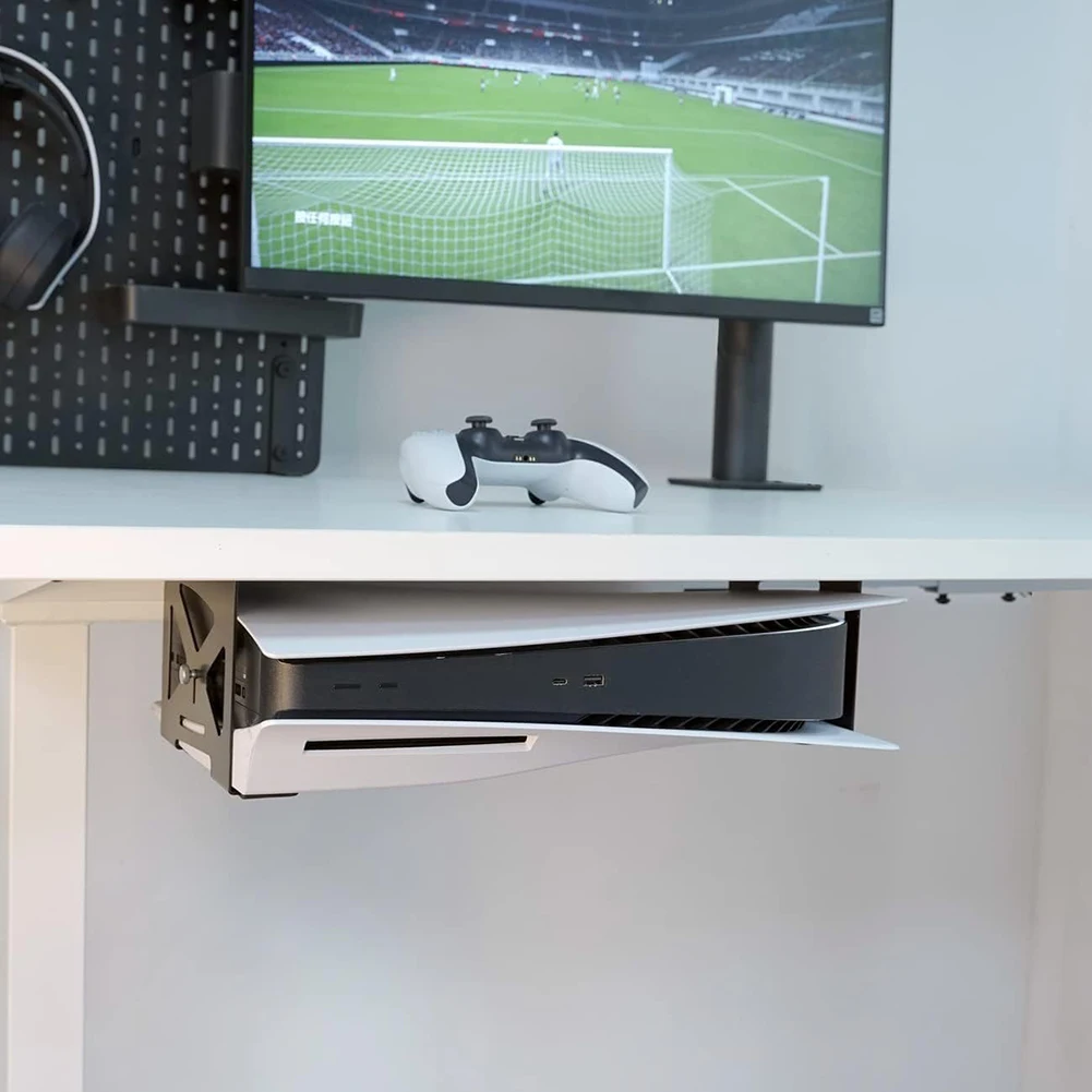 For PS5 Under-Desk Metal Storage Bracket Space-Saving Long-lasting Game Console Storage Base Organizers Holder Game Accessories view 2