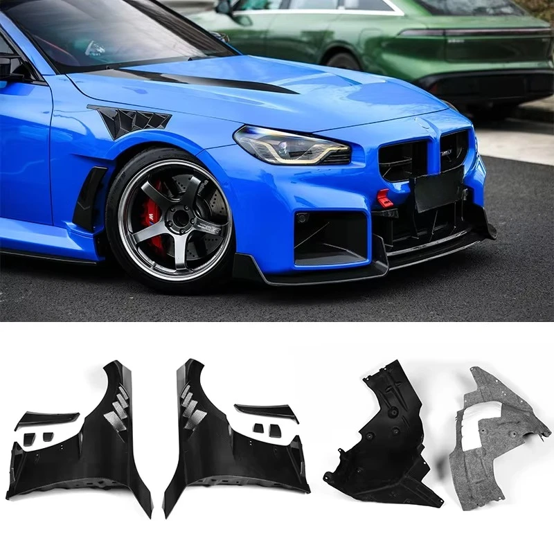 

Dry Carbon Fiber N style features an interlining Front Fender Prepreg Carbon Fiber Vented Fender for M2 G87 Front Wing Body