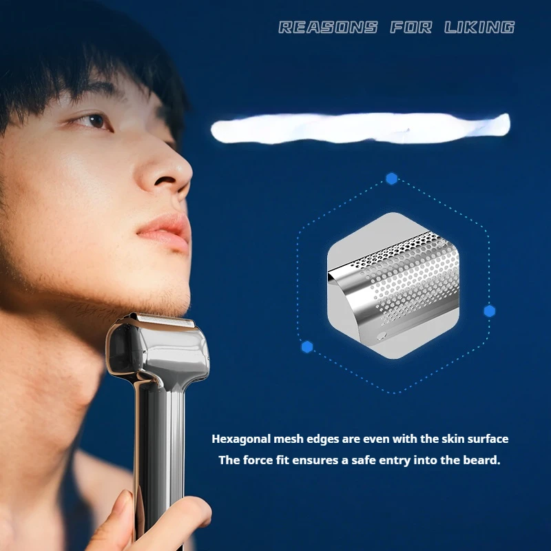 ماكينة حلاقة كهربائية T9 3 رؤوس عائمة 60 دقيقة ماكينة حلاقة لاسلكية للرجال شفرة رفيعة للغاية قابلة لإعادة الشحن عبر USB #4