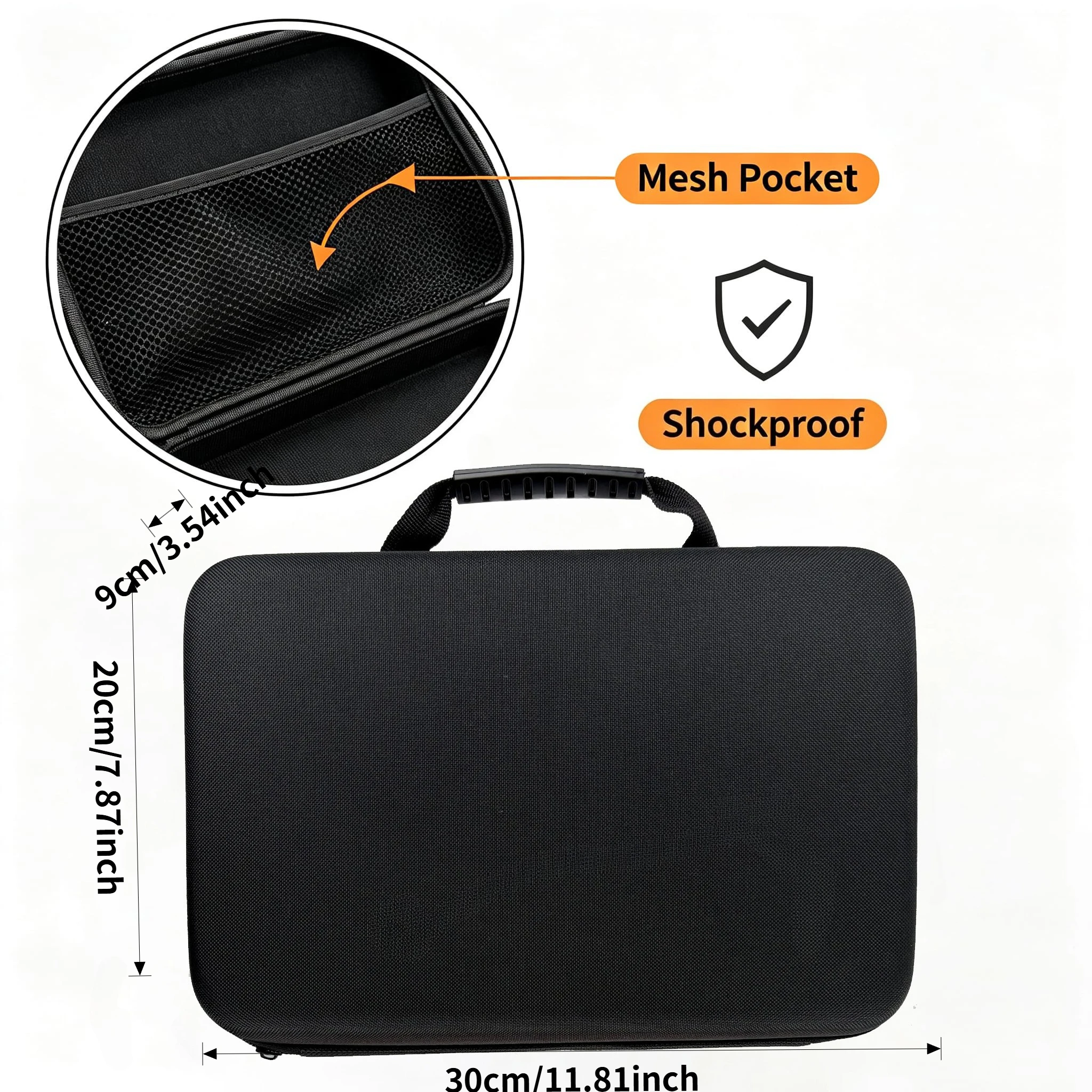 Hard Shell EVA Tool Carrying Case, Shockproof Protective Storage Bag with Mesh Pocket & Handheld Handle, Portable Travel Storage