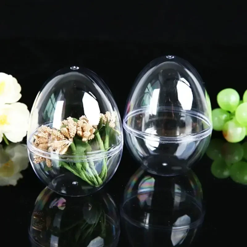 

50pcs Clear Plastic Fillable Ball Ornament Egg Shape DIY Plastic Ball Bath Bomb Crafting Mold Christmas Wedding Party Decor