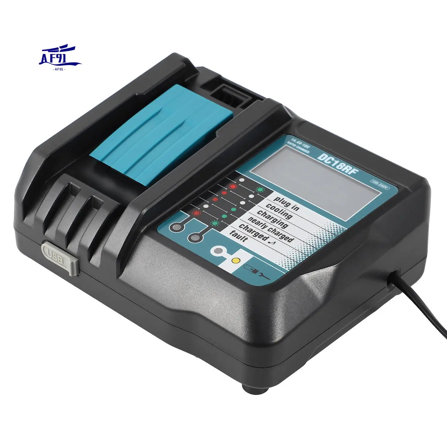

AF91-14.4V 18V Li- Battery Charger Voltage Current Lcd Digital Display For Dc18rf Bl1830 Bl1815 Bl1430 Dc14sa Dc18sc D
