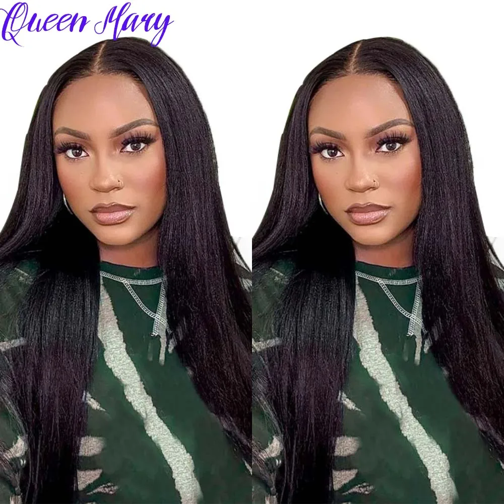

30 Inch Kinky Straight 5x5 Transparent Lace Front Wigs Human Hair 200% Density Glueless Pre Plucked Wig For Women With Body Hair