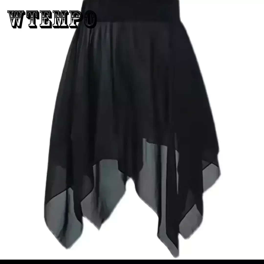 WTEMPO Asymmetrical Hem Ballet Wrap Skirt Chiffon Dance Skirt with Elastic Waistband for Girls Women Flowy Mini Skirts