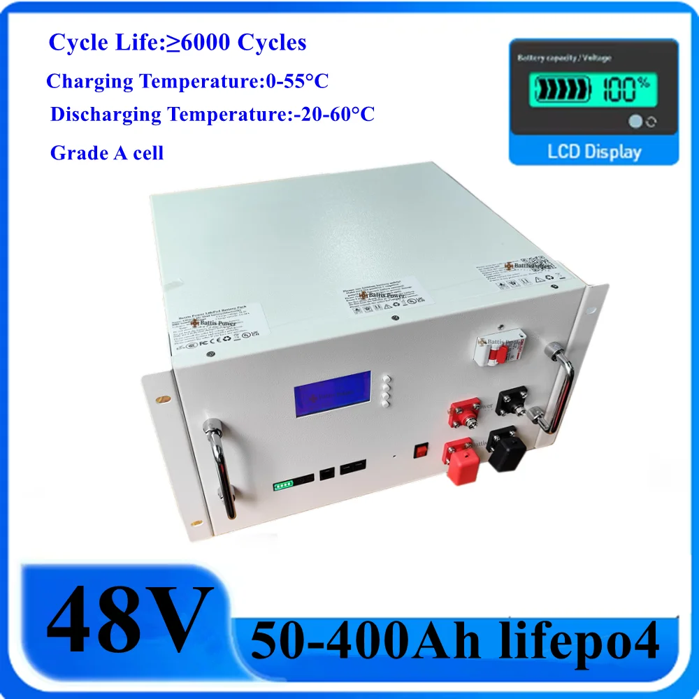 

48V 51.2V 80Ah 100Ah 100A 120Ah 150Ah 200Ah 10 KWH 300Ah 400AH lifepo4 lithium batterry bluetooth App BMS for Solar system
