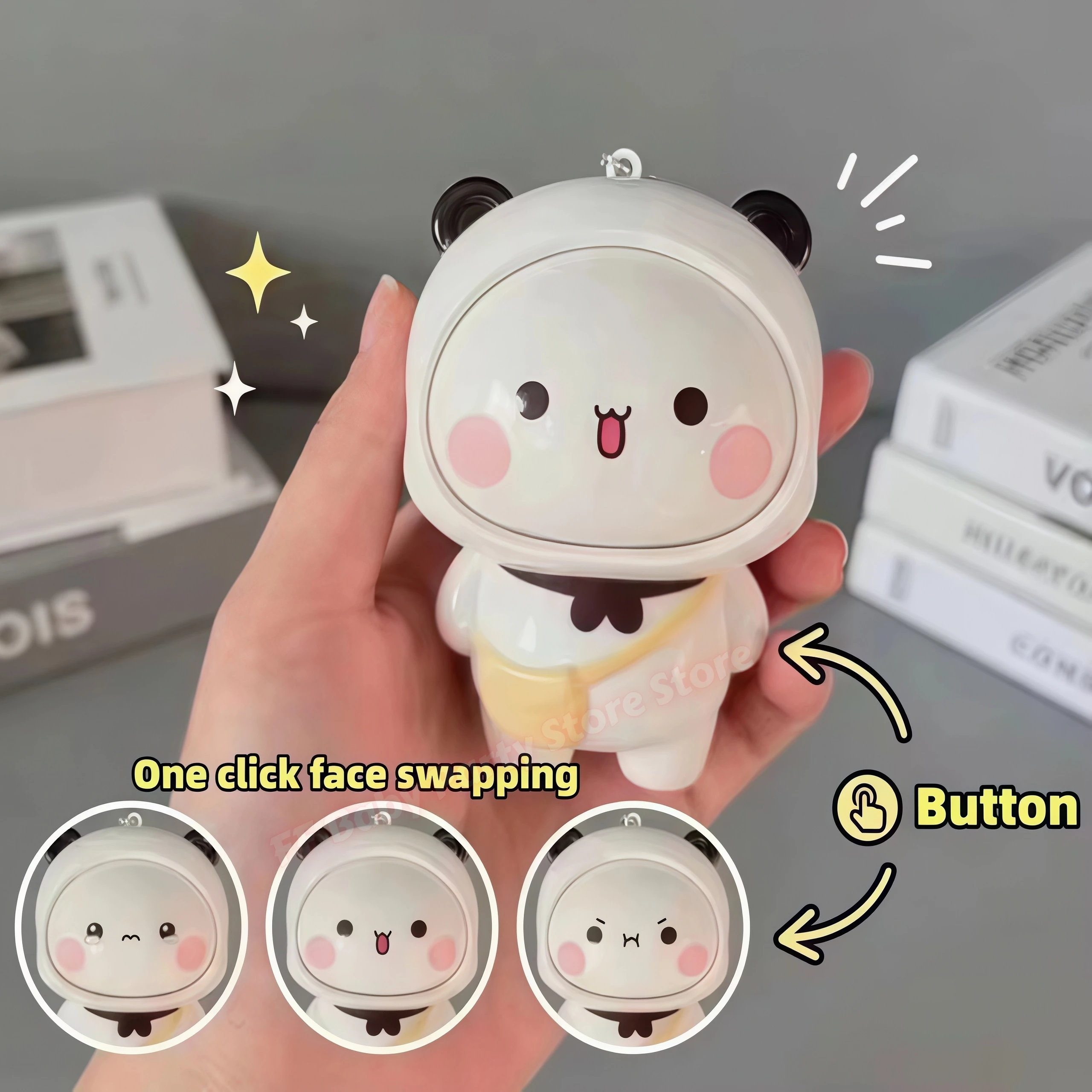 Kawaii Panda Bubu und Yier Gesichtswechsel-Puppe Niedlicher Panda Bubu Dudu Cartoon Gesichtswechsel-Schlüsselanhänger Puppe Partygeschenk – Detail 4