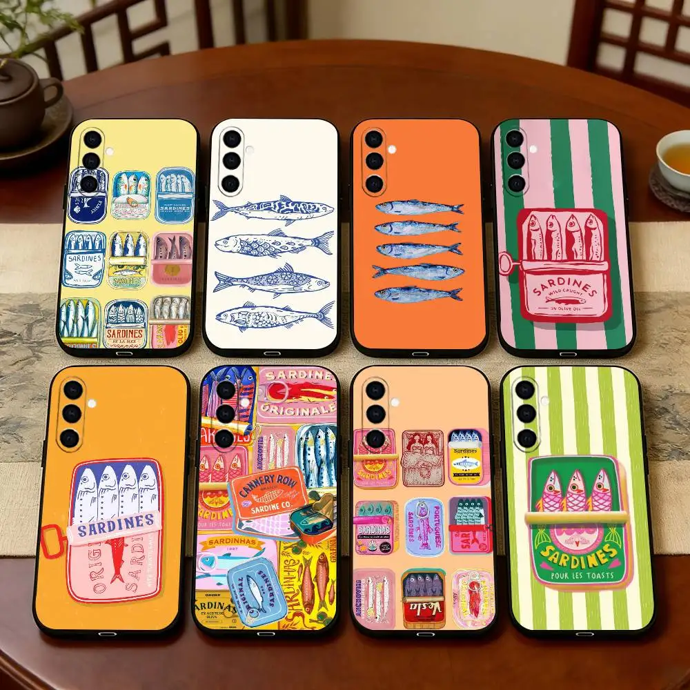 S-Sardines F-Fish Art Phone Case For Samsung Galaxy A73,A72,A71,A70,A53,A52,A51,Others Soft Black Cover