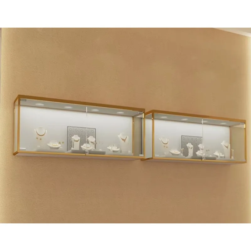 Vitrine de exibição de joias de ouro de luxo com design personalizado Armário de joias de vidro com tampa
