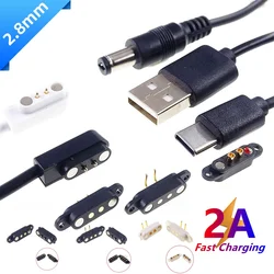 1 3 5 20 Pcs 2A 2Pin DC Magnetic Pogo Pin Connector 2 Pin Pogopin Male Female Spring Loaded DC Power Socket Pitch 2.80mm
