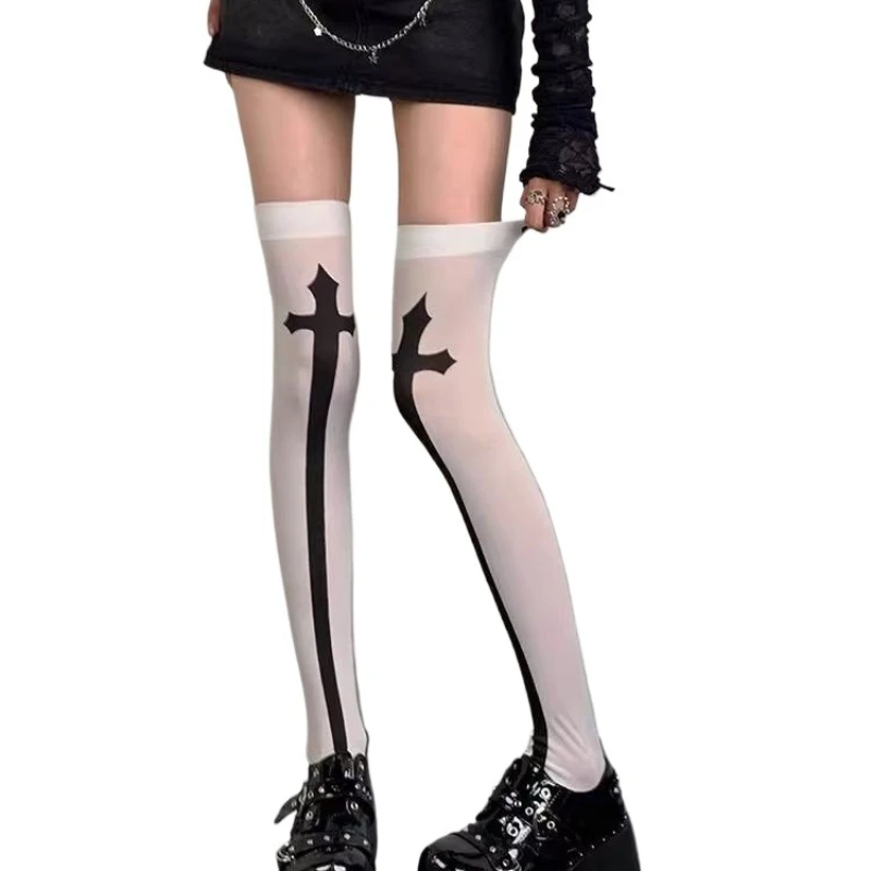

Halloween Cross Stockings Cosplay Costume Gothic Girl Socks Women Underwear Nun Role Play Outfits