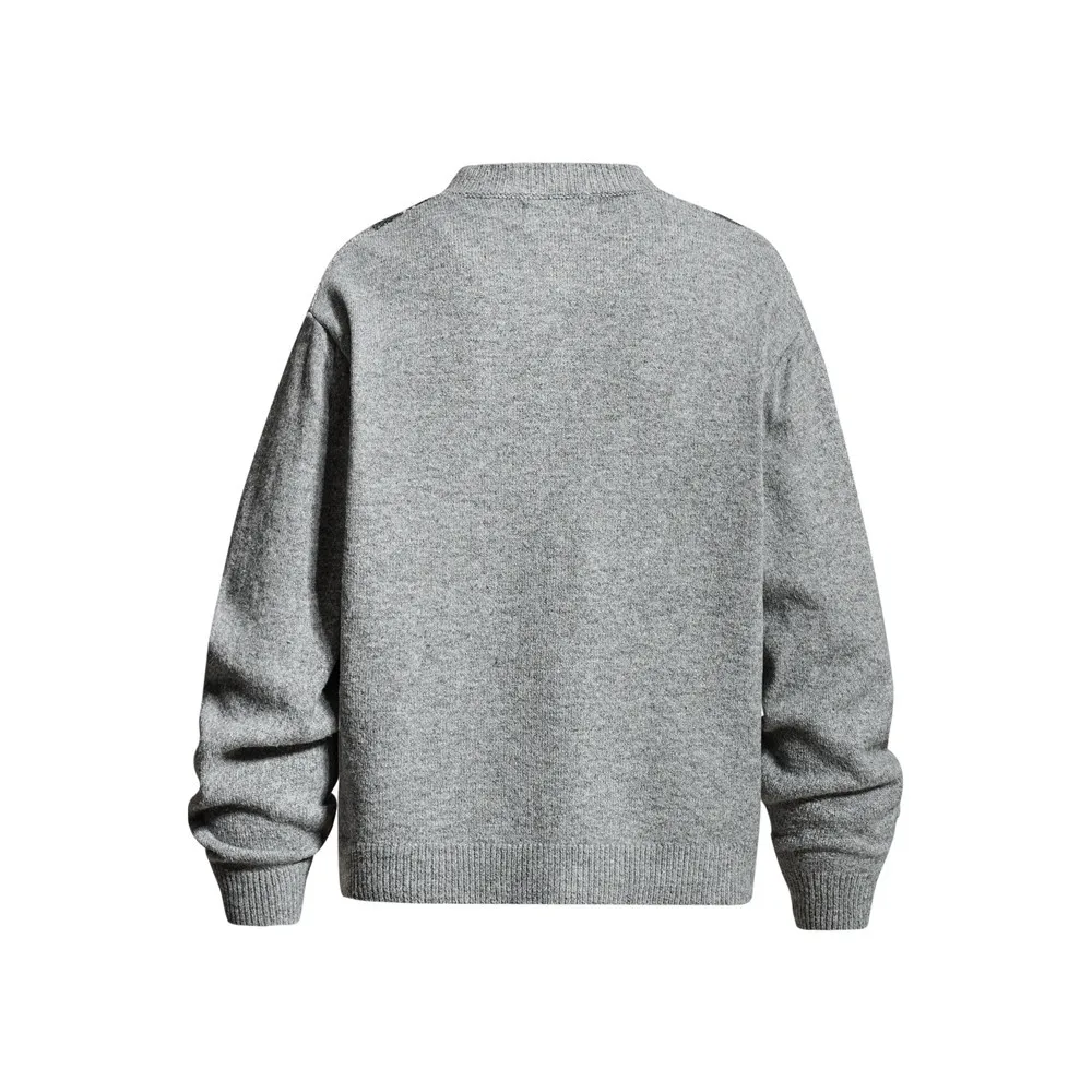 MWJLPWQ Diamond Pattern Round-Neck Knitted Cardigan Sweater Men Spring Autumn American Street Style Single-Breasted Tops 20808