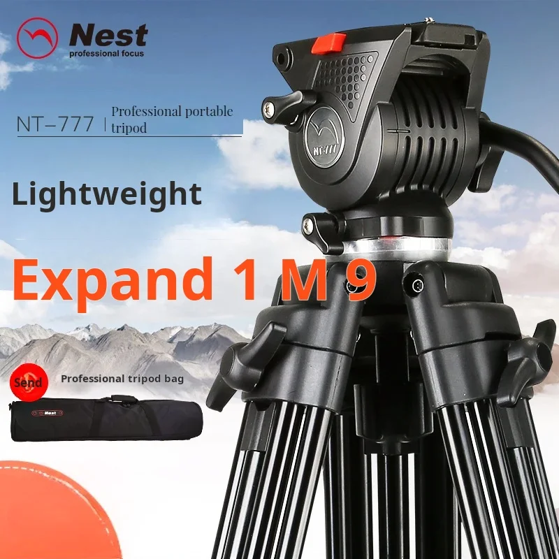 NEST NT777 Videostatief Professionele camerastandaard met grondstrooier voor DSLR-camcorder Bruiloftsfotografie Reizen