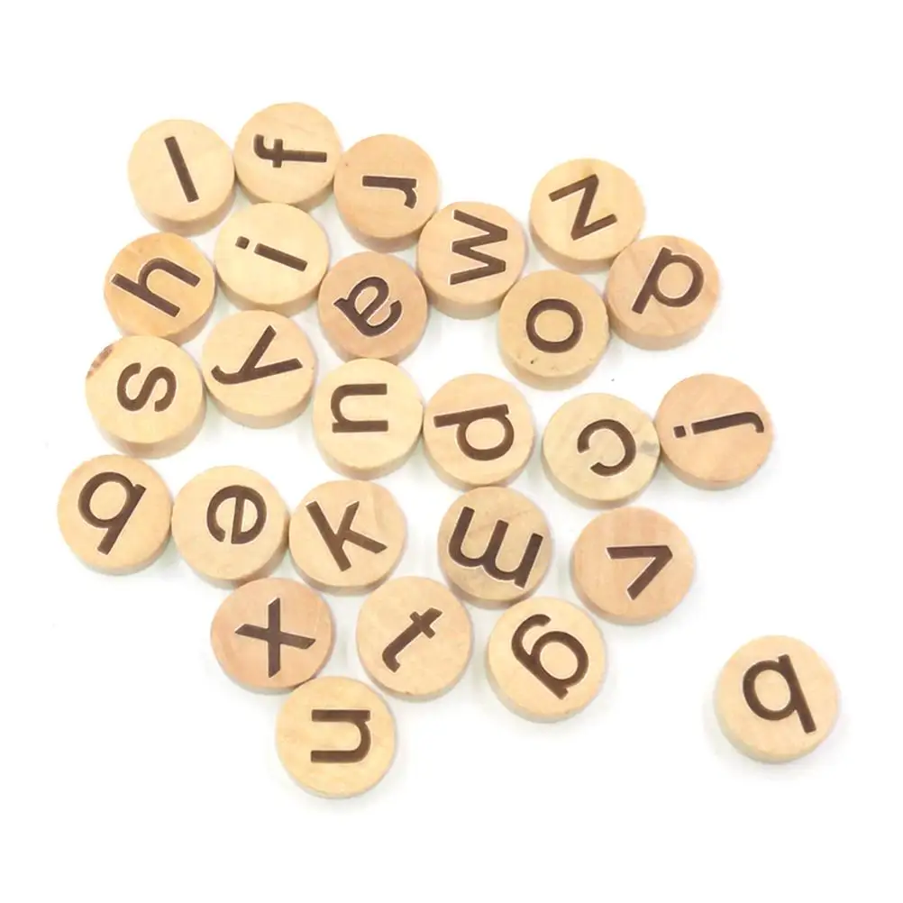 78 Pcs Ornaments for Kids Wooden Letter Slices Patches Alphabet Pieces Letters Child