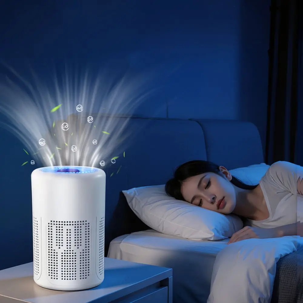 Compact Air Purifier For Nocclili Desktop Mini Hepa Filtration System Office Bedroom Quiet Air Freshener Removal Dust Odor