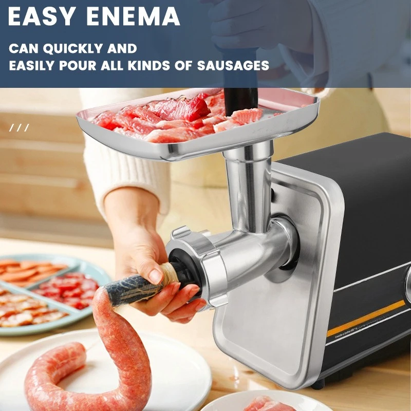Household electric meat grinder small stainless steel high power multi-function automatic dumpling minced meat enema