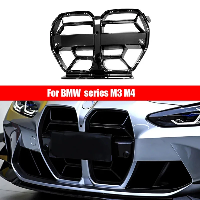 

For BMW M3 G80 M4 G82 G83 Bright Black Racing Grills Front Bumper Air Vent Cover Trim Foglamp Mesh glossy black Grill Frame